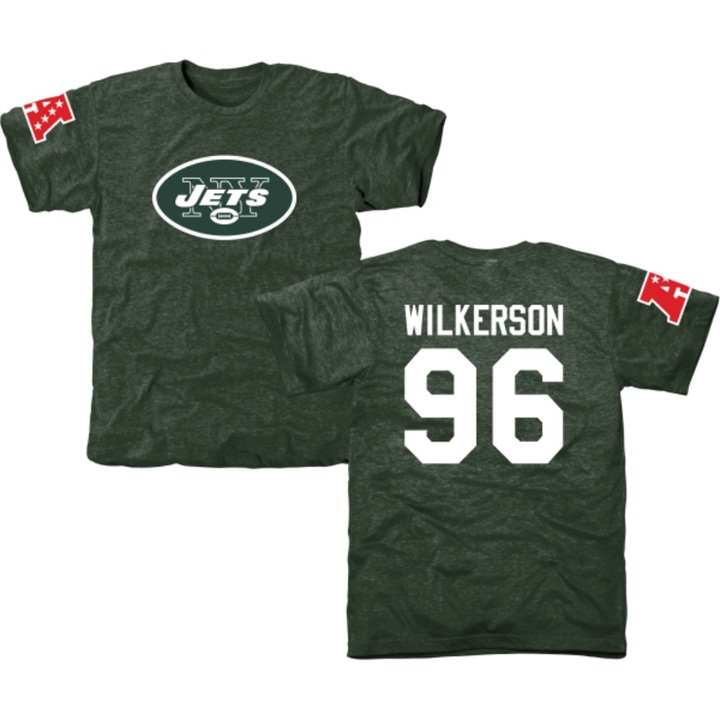 New York Jets #96 Muhammad Wilkerson Green Name & Number Tri-Blend T-shirt