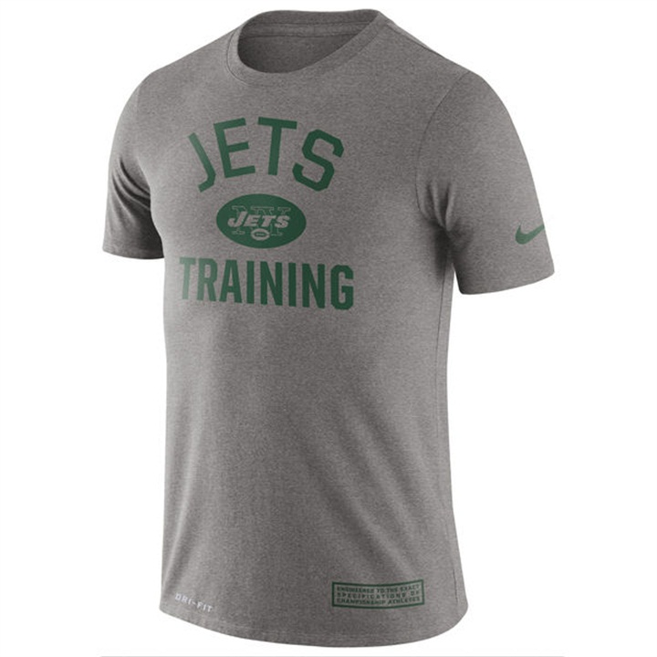 New York Jets Heathered Gray Training Performance Logo T-shirt