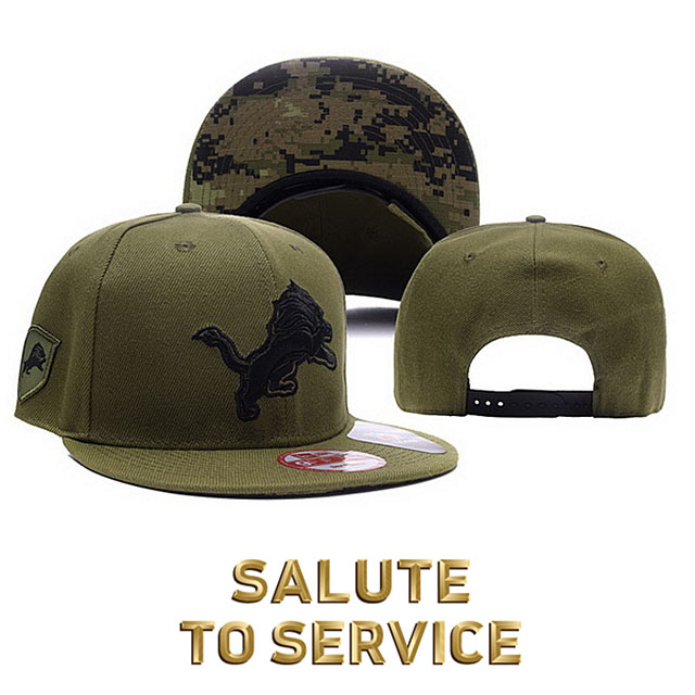 NFL Detroit Lions Salute To Service Green Snapback Hat