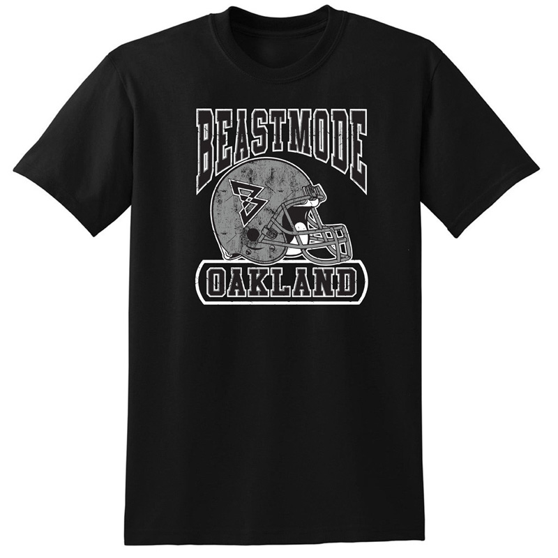 Men's Oakland Helmet Black Beast Mode Short-Sleeve T-Shirt