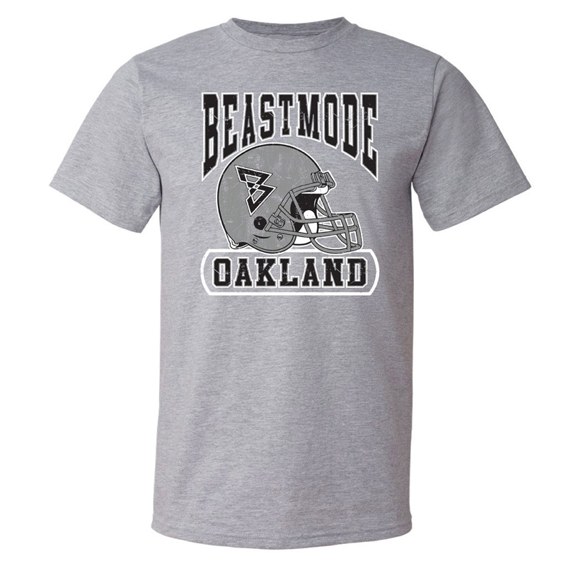 Men's Oakland Helmet Grey Beast Mode Short-Sleeve T-Shirt