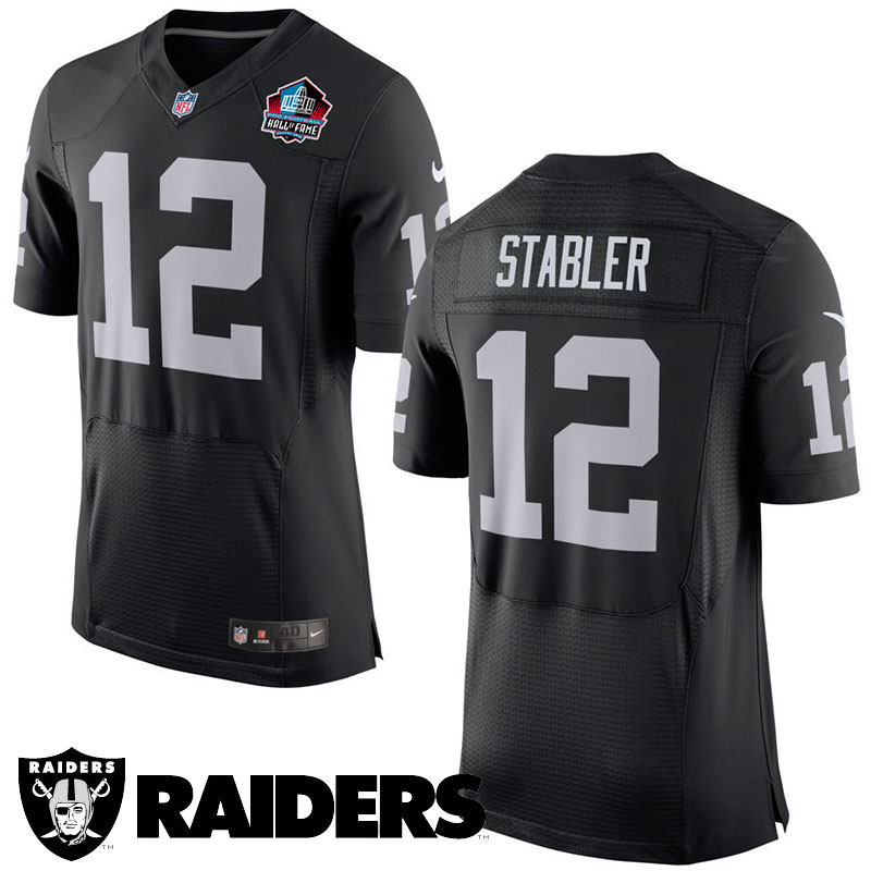 Oakland Raiders #12 Ken Stabler Black Hall Of Fame Elite Jersey