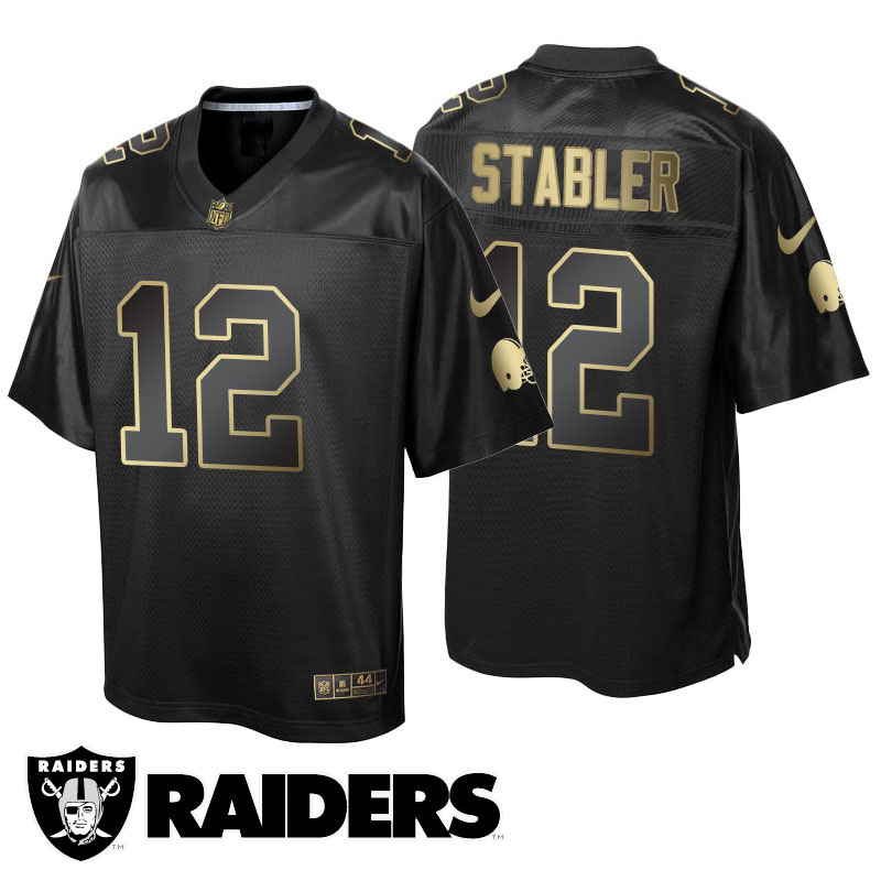 Oakland Raiders #12 Ken Stabler Black Gold Collection Jersey