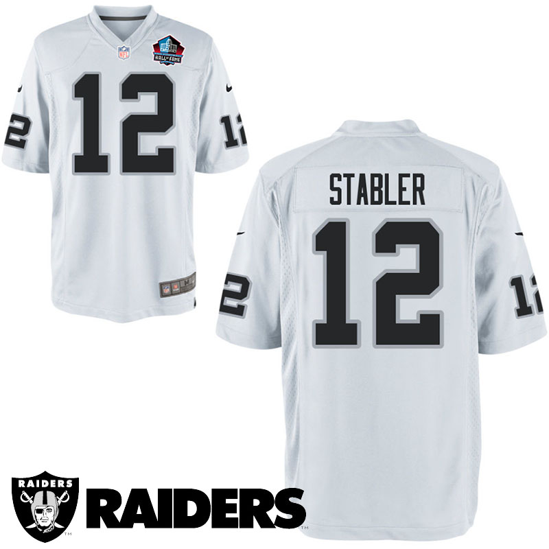 Oakland Raiders #12 Ken Stabler White Hall Of Fame Game Jersey