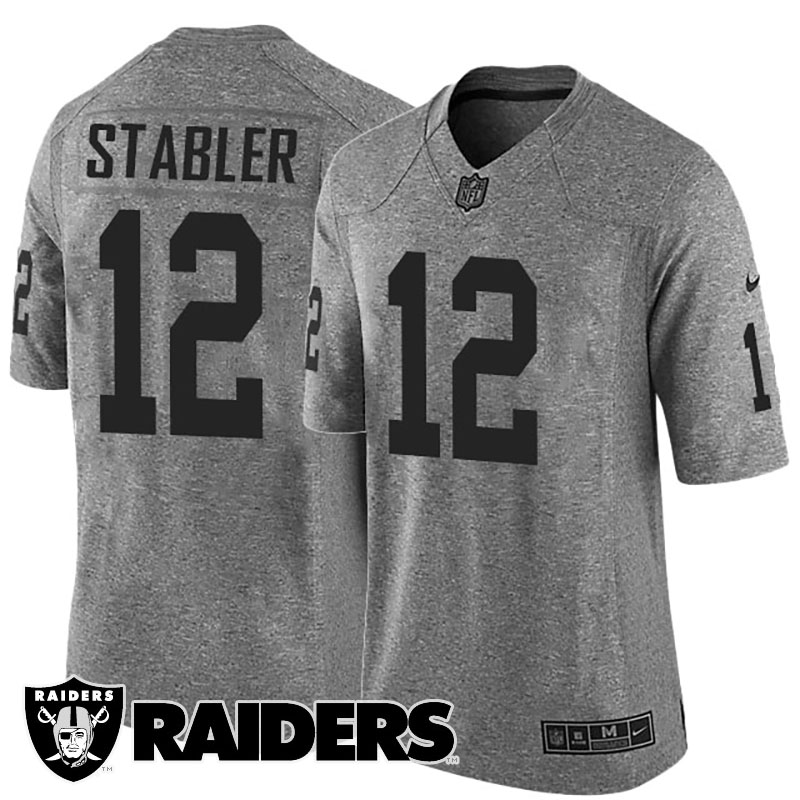 Oakland Raiders #12 Ken Stabler Gray Gridiron Limited Jersey