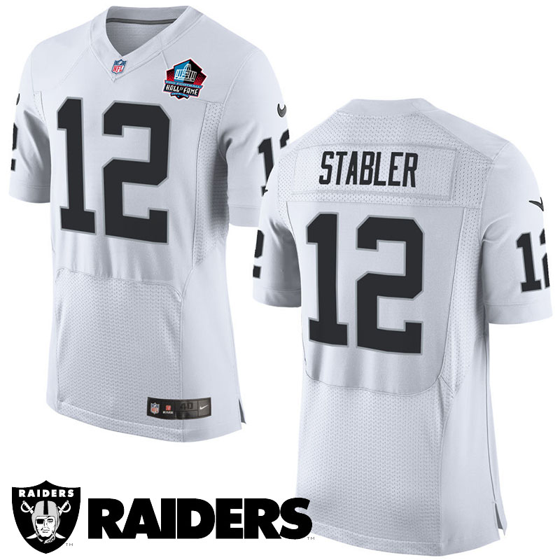 Oakland Raiders #12 Ken Stabler White Hall Of Fame Elite Jersey