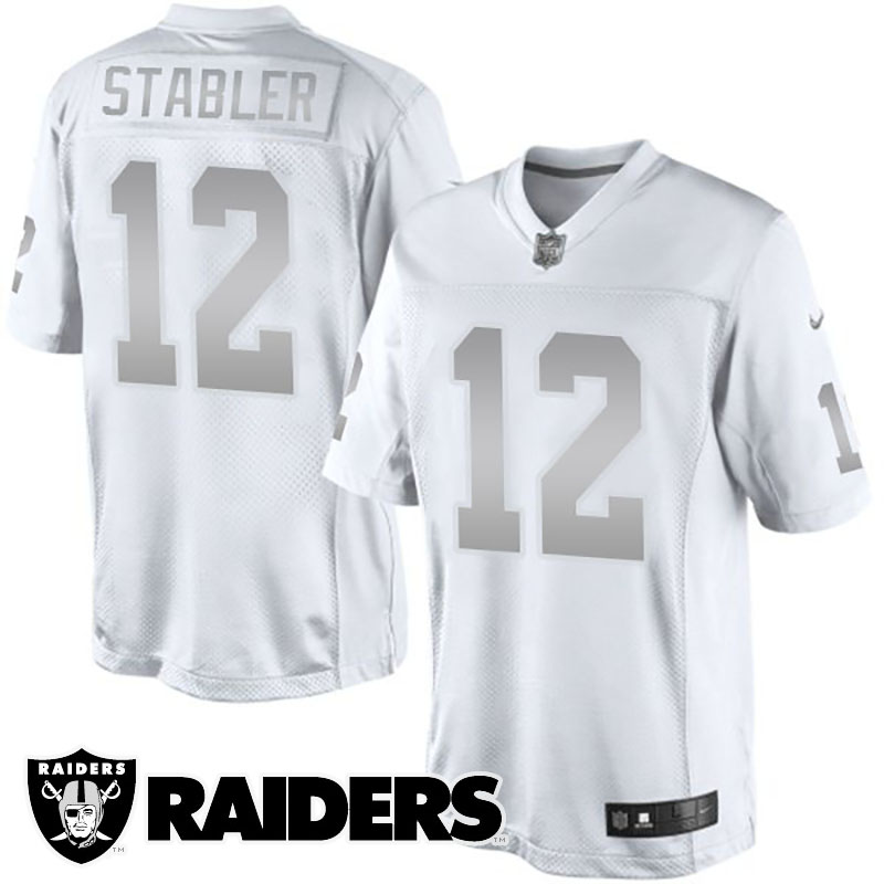 Oakland Raiders #12 Ken Stabler White Platinum Limited Jersey