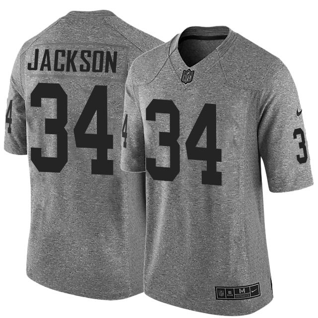 Oakland Raiders #34 Bo Jackson Gray Gridiron Limited Jersey