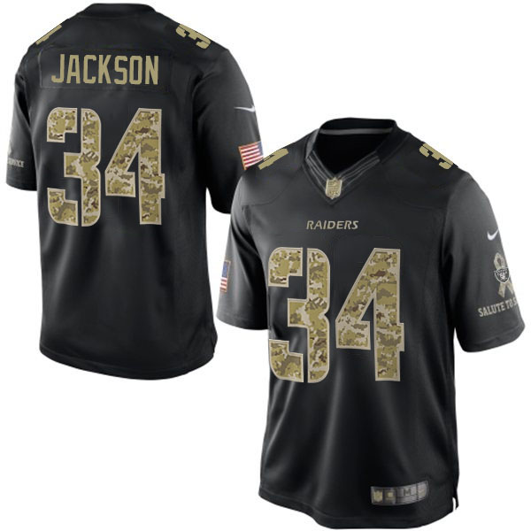 NFL Oakland Raiders #34 Bo Jackson Salute To Service Black Jersey