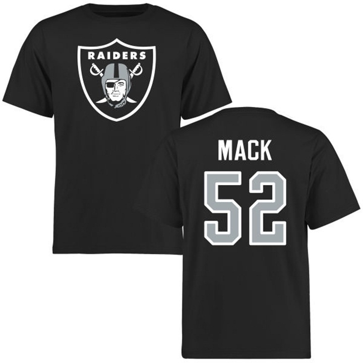 Oakland Raiders #52 Khalil Mack Name & Number Black Logo T-shirt