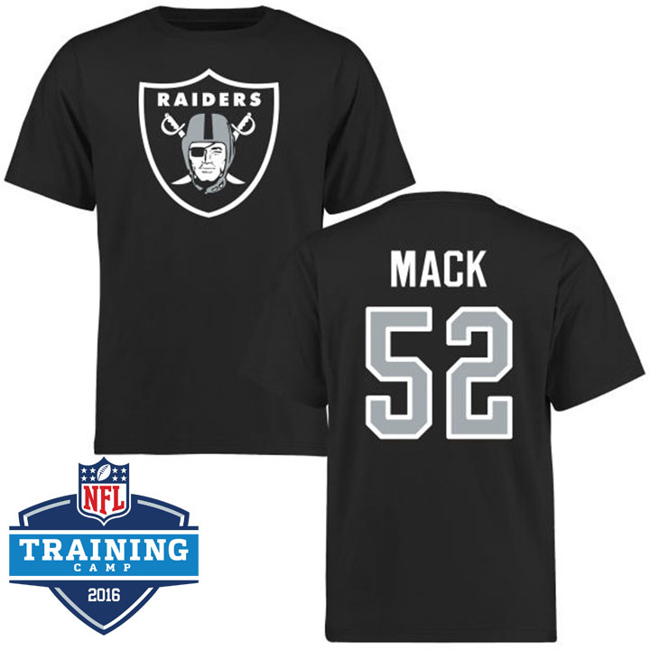 Oakland Raiders #52 Khalil Mack Black Logo Name & Number T-shirt