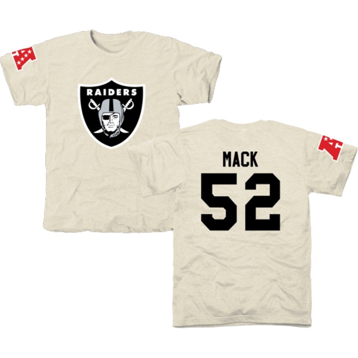 Oakland Raiders #52 Khalil Mack White Name & Number Tri-Blend T-shirt