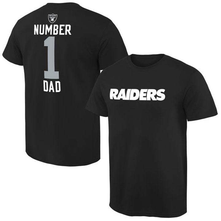 Oakland Raiders Black Number 1 Dad Name & Logo Pro Line T-Shirt