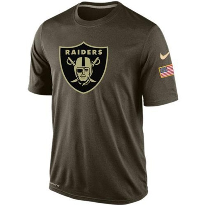 Oakland Raiders Green Camo Salute To Service Team T-Shirt