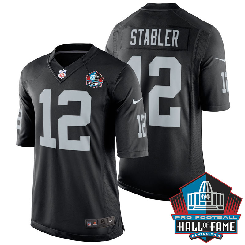 Hall Of Fame Oakland Raiders #12 Ken Stabler Black Retired Player Limited Jersey