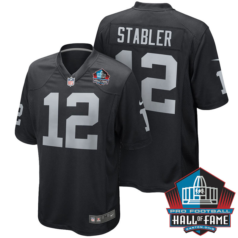 Hall Of Fame Oakland Raiders #12 Ken Stabler Black Retired Player Game Jersey