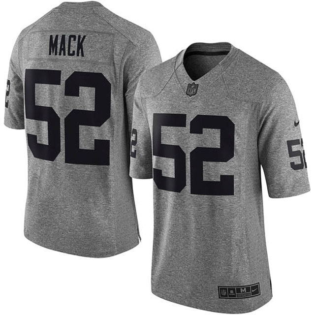 Men's Oakland Raiders #52 Khalil Mack Gridiron Gray Limited Jersey