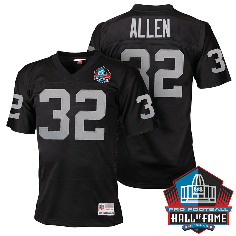 Hall Of Fame Oakland Raiders #32 Marcus Allen Black Retired Player Throwback Jersey