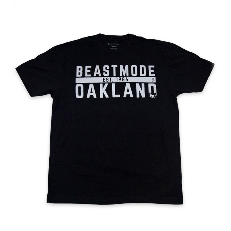 Men's Oakland Wordmark Black Beast Mode Short-Sleeve T-Shirt