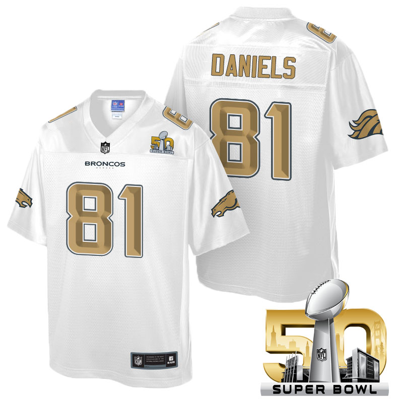 Denver Broncos #81 Owen Daniels White 2016 Super Bowl 50th Pro Line Fashion Jersey