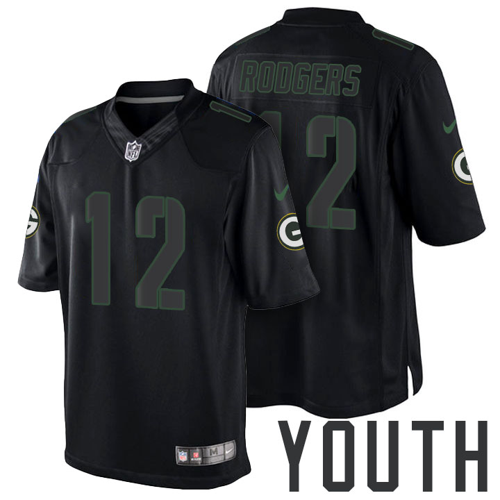 Youth Green Bay Packers #12 Aaron Rodgers Black Impact Limited Jersey