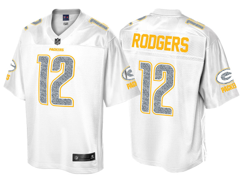 Green Bay Packers #12 Aaron Rodgers Pro Line White Out Fashion Jersey