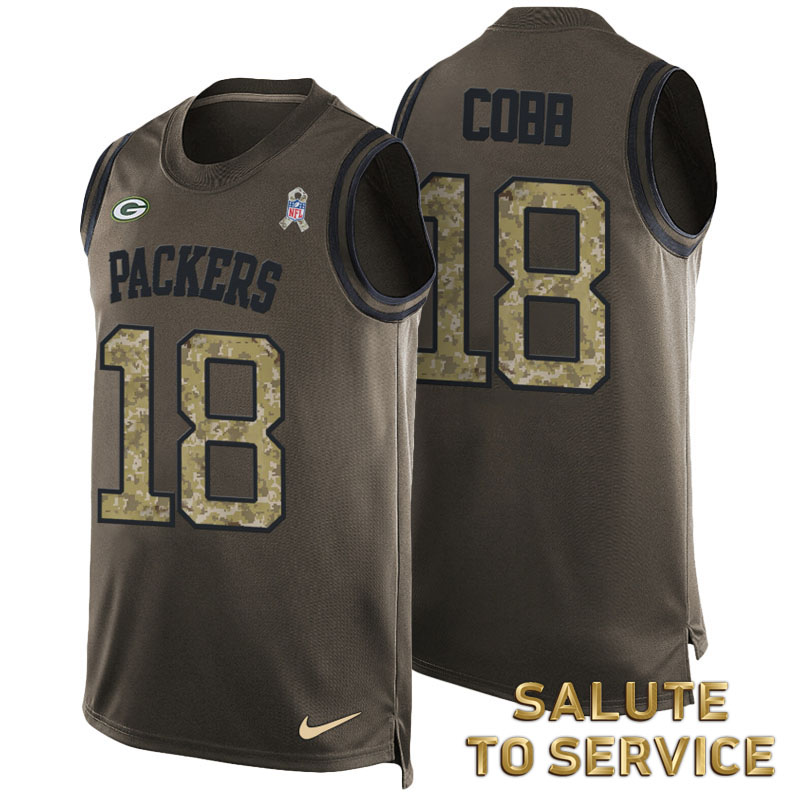 Randall Cobb #18 Green Bay Packers Green Salute To Service Tank Top