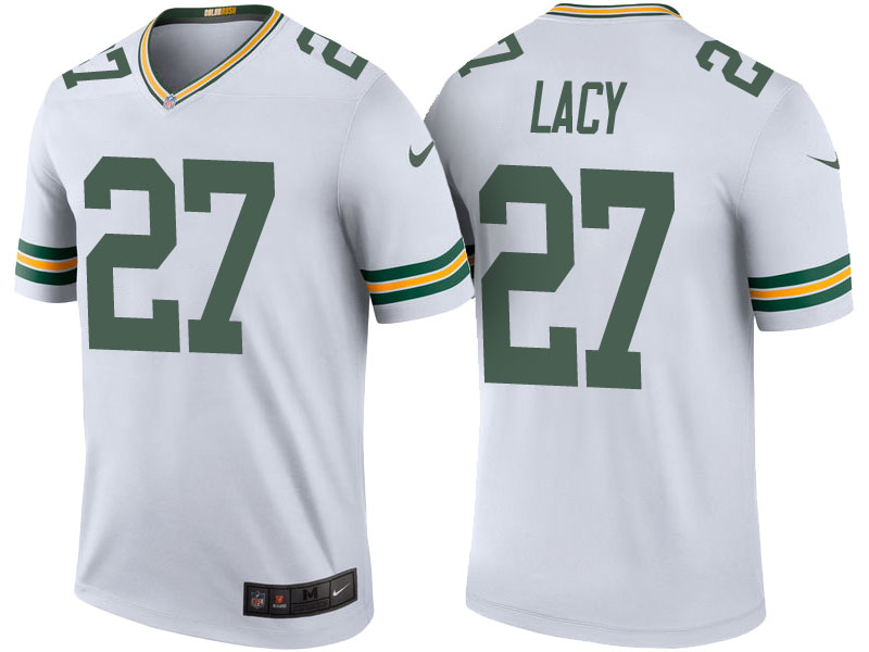 Green Bay Packers #27 Eddie Lacy White Color Rush Legend Jersey