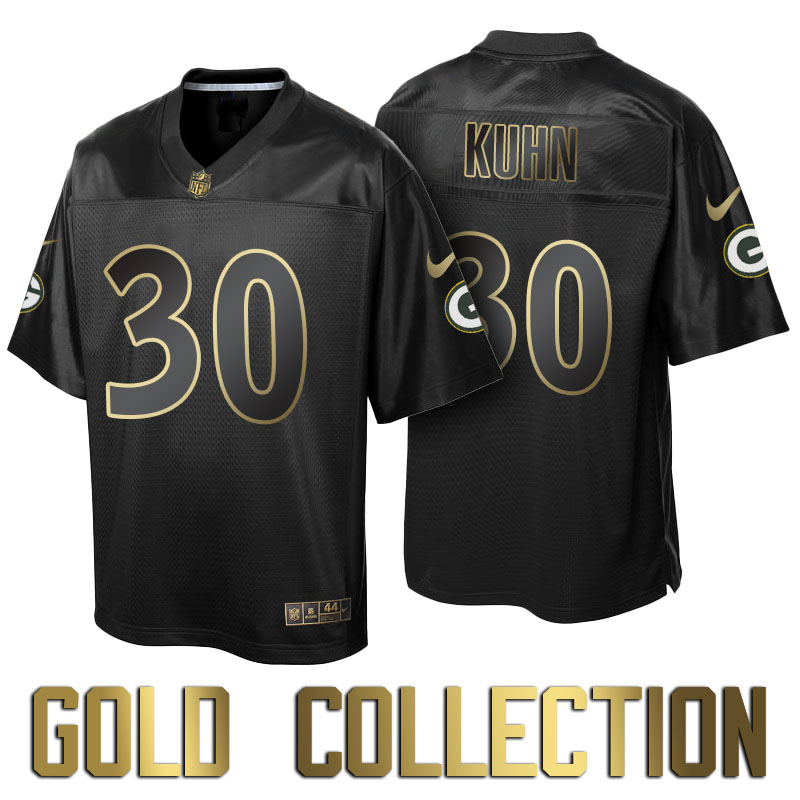 Green Bay Packers #30 John Kuhn Super Bowl 50th Black Gold Collection Jersey