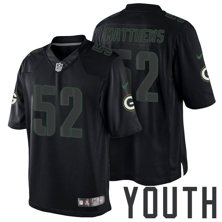 Youth Green Bay Packers #52 Clay Matthews Black Impact Limited Jersey