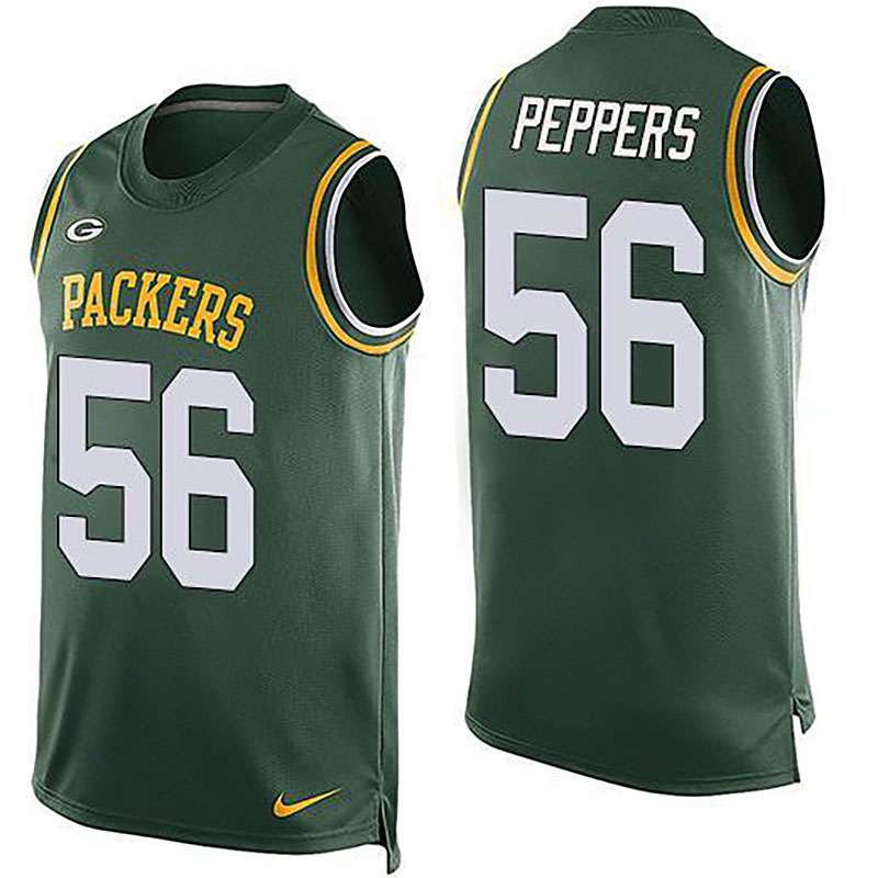 Packers #56 Julius Peppers Green Team Color Men NFL Limited Tank Top