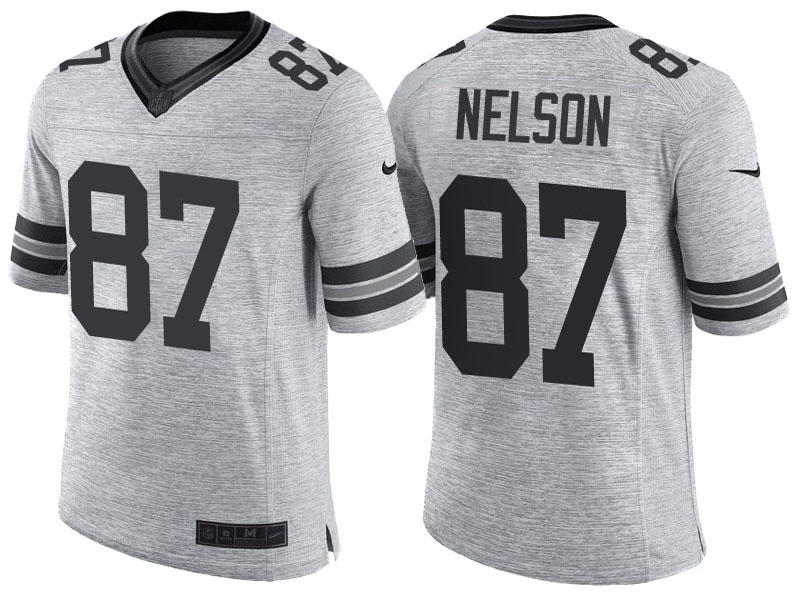 Green Bay Packers #87 Jordy Nelson 2016 Gridiron Gray II Limited Jersey