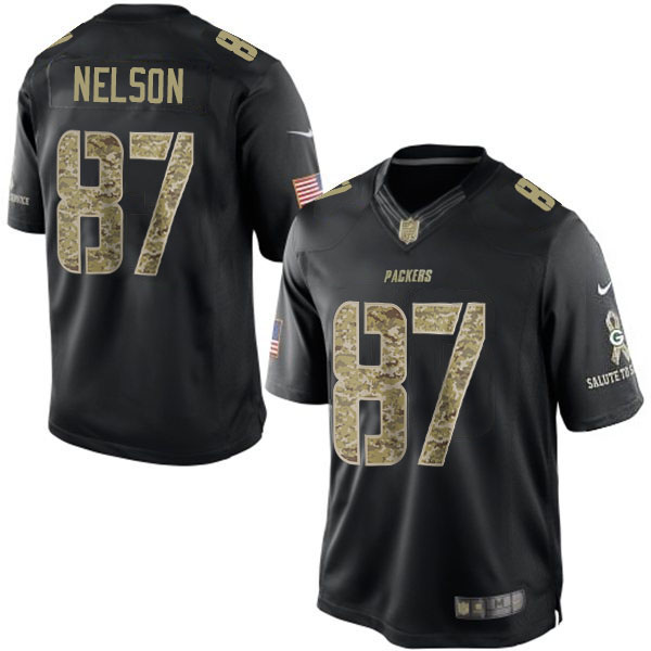 NFL Green Bay Packers #87 Jordy Nelson Salute To Service Black Jersey