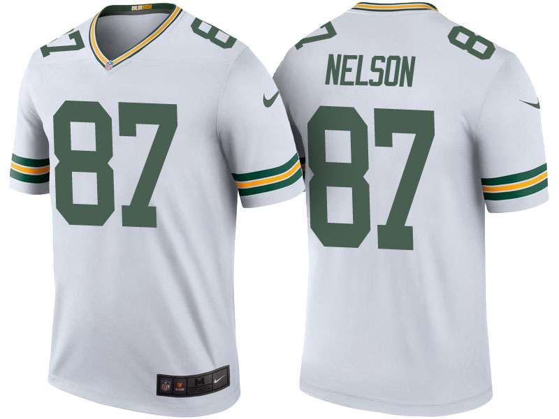 Green Bay Packers #87 Jordy Nelson White Color Rush Legend Jersey