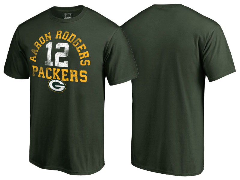 Green Bay Packers Pro Line Green Number & Name Aaron Rodgers Fans T-Shirt