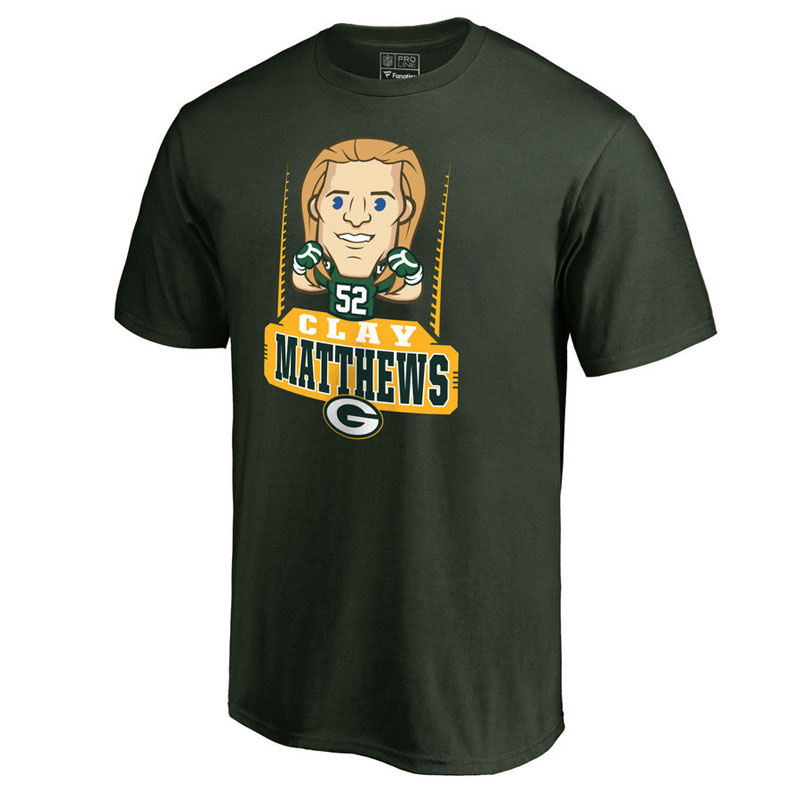 Green Bay Packers Clay Matthews Green Pro Line Emoji Player T-Shirt