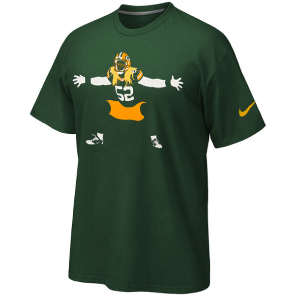 Green Bay Packers Clay Matthews Green Silhouette Name and Number T-Shirt