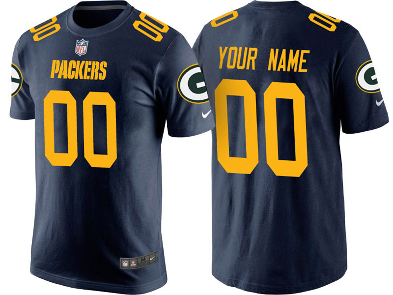 Green Bay Packers Custom Navy Name & Number T-Shirt