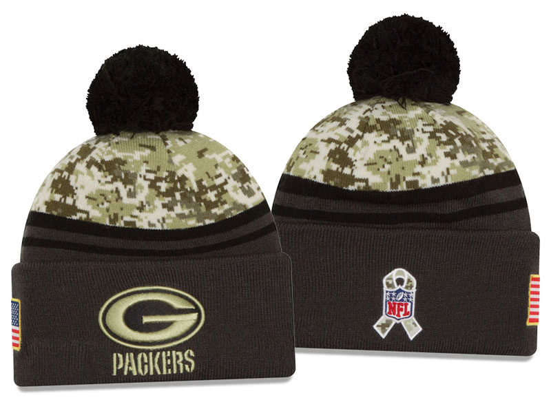 Green Bay Packers Graphite New Era Camo Salute To Service Knit Hat For Veterans Day