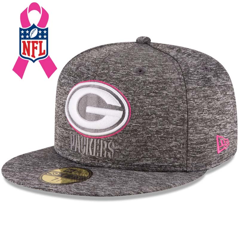 Green Bay Packers Gray New Era Heather 2016 Breast Cancer Awareness Sideline 59FIFTY Fitted Hat