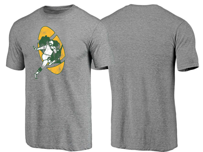 Green Bay Packers Gray Throwback Logo Tri-Blend Short Sleeve T-Shirt