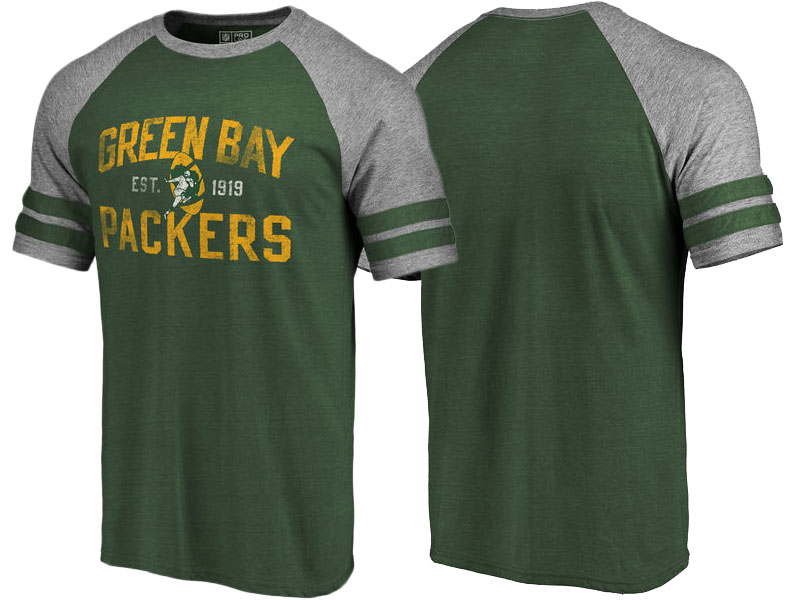 Green Bay Packers Green Refresh Tenacity Retro Raglan Tri-Blend T-Shirt