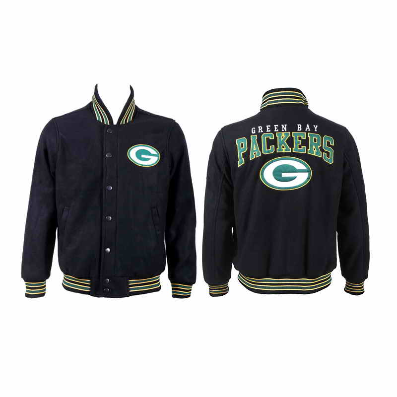 Green Bay Packers JH Design Black Domestic Team Color Jacket