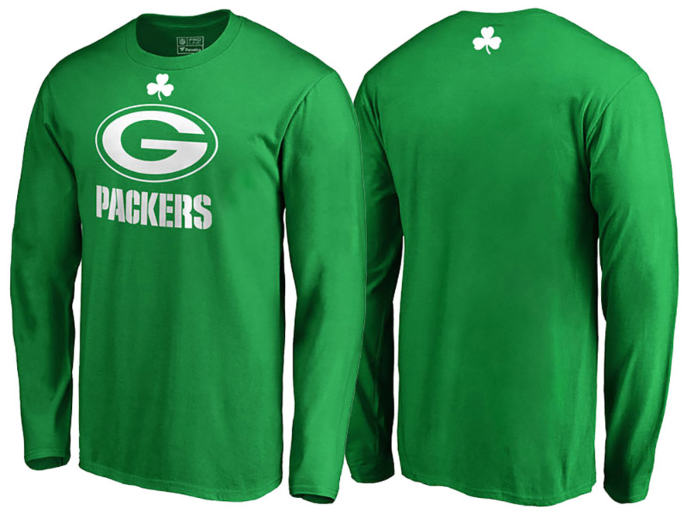 Green Bay Packers Kelly Green White Logo St. Patrick's Day Long Sleeve T-Shirt