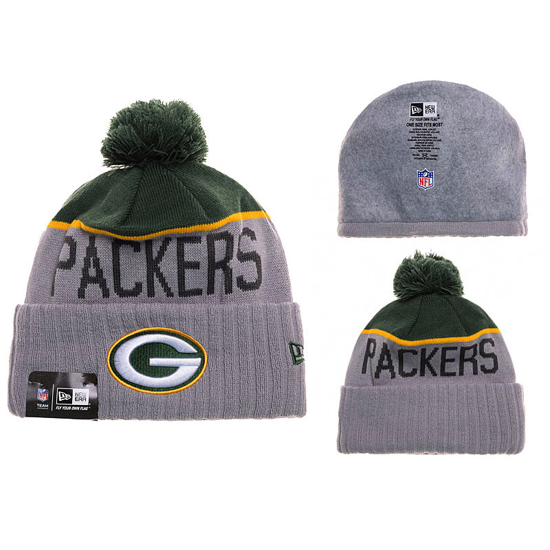 Men's Green Bay Packers New Era Gray Sport Knit Hat With Pom