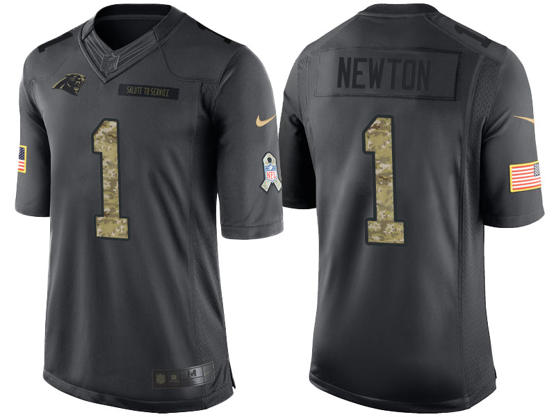 Carolina Panthers #1 Cam Newton Anthracite 2016 Salute to Service Limited Jersey