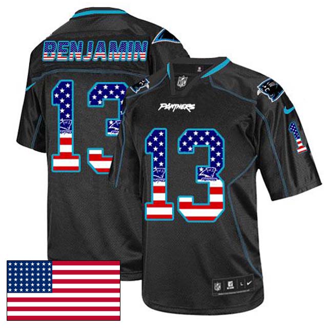 Carolina Panthers #13 Kelvin Benjamin Black USA Flag Fashion Jersey