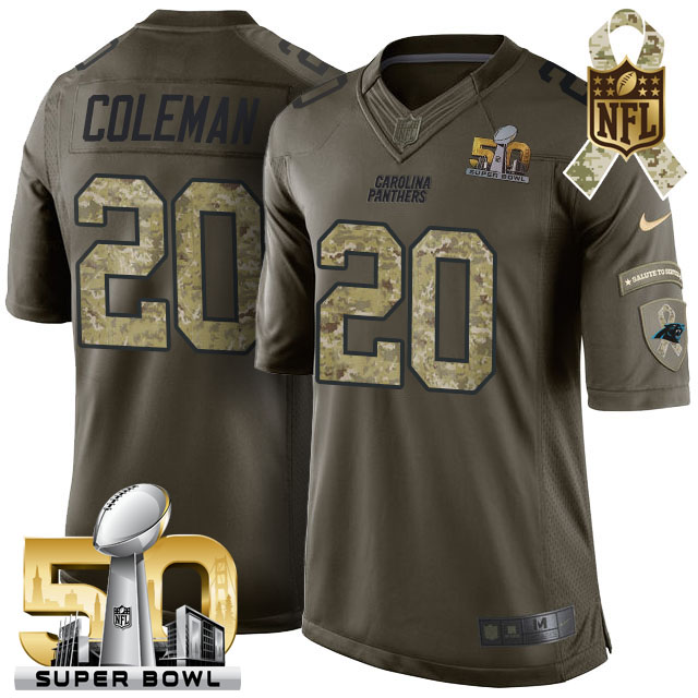 Super Bowl 50th Carolina Panthers #20 Kurt Coleman Green Salute To Service Limited Jersey