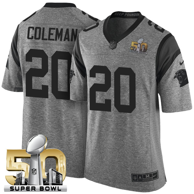 Super Bowl 50th Carolina Panthers #20 Kurt Coleman Gridiron Gray Limited Jersey