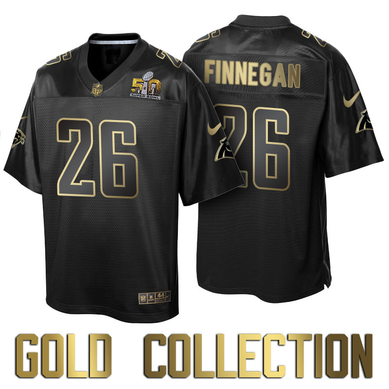 Carolina Panthers #26 Cortland Finnegan Super Bowl 50th Black Gold Collection Jersey